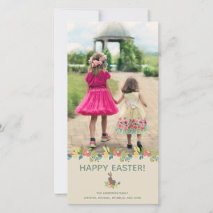 Festiva Tarjeta feliz de la foto del conejito de pascua