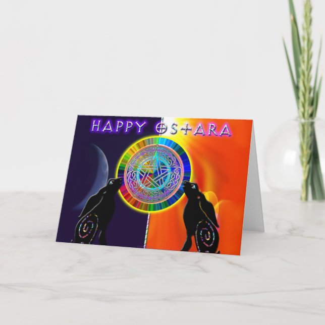 Festiva Tarjeta feliz de Ostara (Anverso)