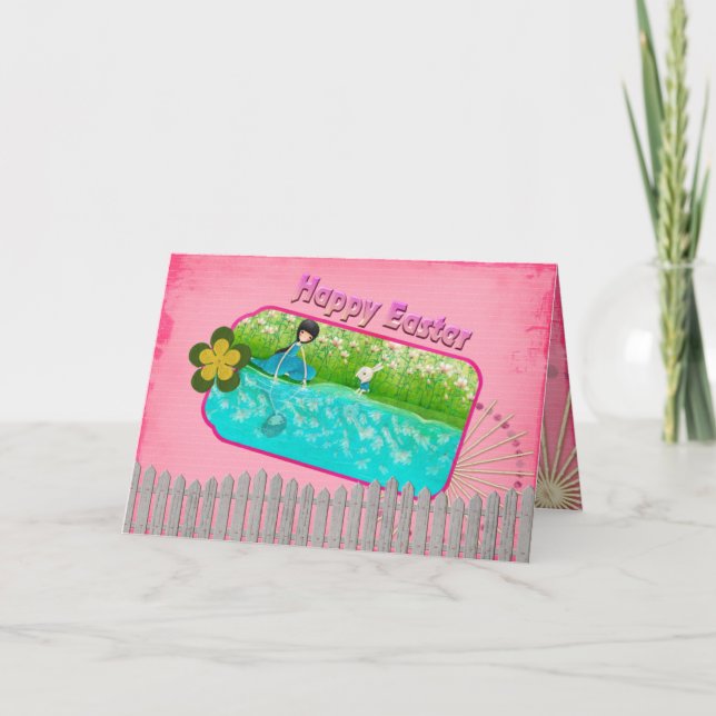 Festiva Tarjeta feliz de Pascua (Anverso)
