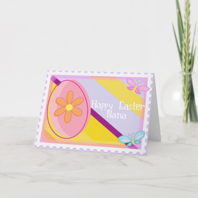 Festiva Tarjeta feliz de Pascua Nana (Anverso)