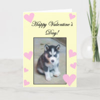 Tarjeta feliz del perrito del husky siberiano del