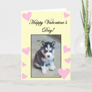 Festiva Tarjeta feliz del perrito del husky siberiano del