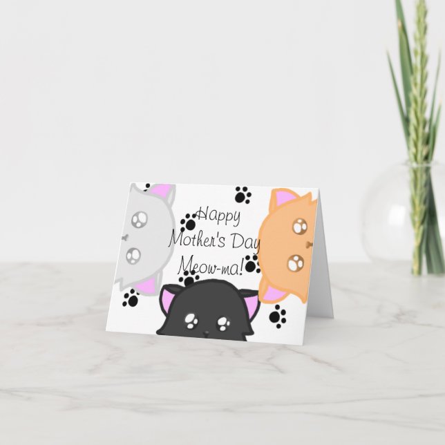 Festiva Tarjeta Feliz Día de la Madre Meow-ma (Anverso)