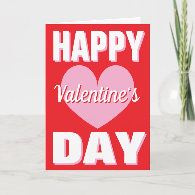 Festiva Tarjeta feliz día de San Valentín con corazón (Anverso)