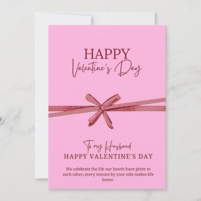 Festiva Tarjeta Feliz Día de San Valentín Rosa (Anverso)