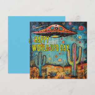 Festiva Tarjeta feliz Día Mundial del OVNI