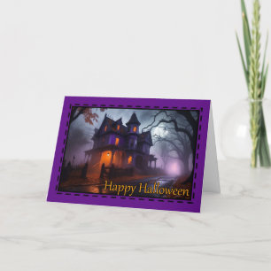 Festiva Tarjeta Feliz Halloween de Casa Embrujada