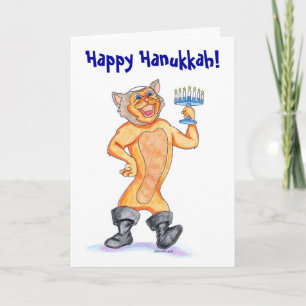 Festiva Tarjeta feliz Kitschy del gato del dibujo animado