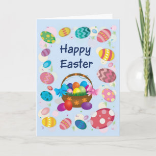 Festiva Tarjeta Feliz Pascua - Cesta con huevos de Pascua
