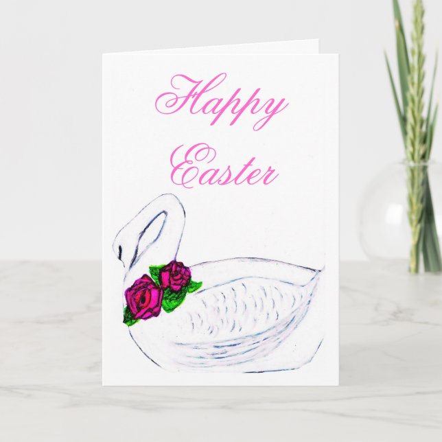 Festiva Tarjeta FELIZ PASCUA CISNE (Anverso)