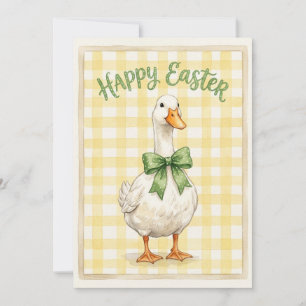 Festiva Tarjeta Feliz Pascua con Pato Blanco