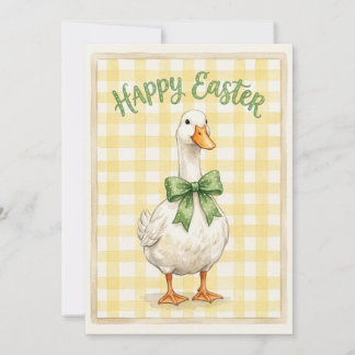 Festiva Tarjeta Feliz Pascua con Pato Blanco