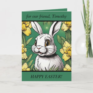 Festiva Tarjeta Feliz Pascua Conejito de Pascua Lindo. Tex