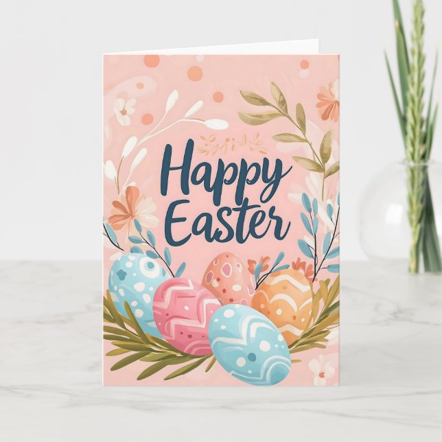 Festiva Tarjeta Feliz Pastel de Pascua (Anverso)
