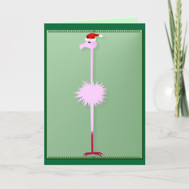 Festiva Tarjeta Flamingo 3 para Navidades rosas (Anverso)