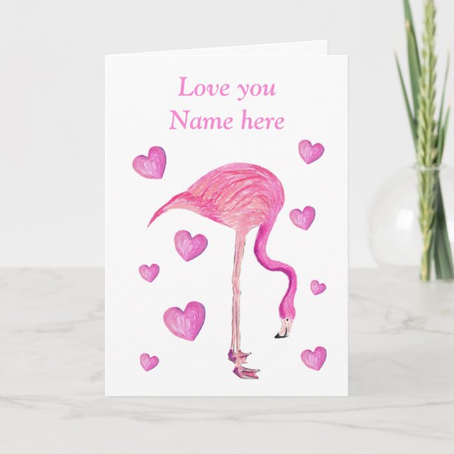 Festiva Tarjeta Flamingo Valentine, personalizable (Anverso)