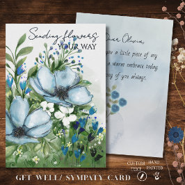 Festiva Tarjeta floral azul 'Enviando flores hacia ti'