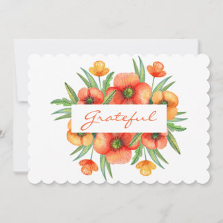 Festiva Tarjeta floral de acción de gracias plana de agrad