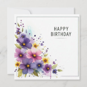 Festiva tarjeta floral de cumpleaños feliz