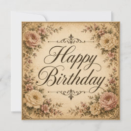 Festiva tarjeta floral de cumpleaños feliz