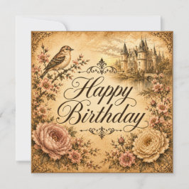 Festiva tarjeta floral de cumpleaños feliz