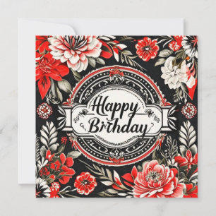 Festiva tarjeta floral de feliz cumpleaños
