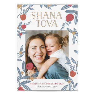 Festiva Tarjeta floral de la foto de Rosh Hashanah de la