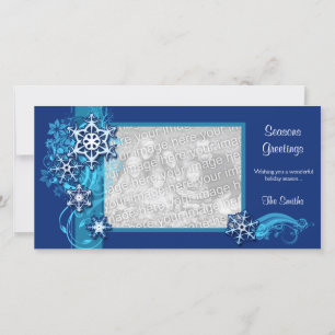 Festiva Tarjeta floral de la foto del copo de nieve del
