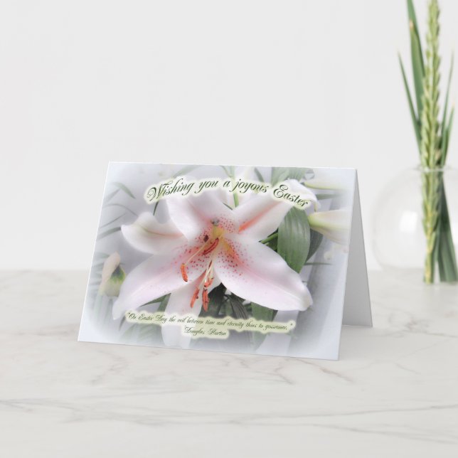 Festiva Tarjeta Floral de Lily Blanca de Saludo de Pascua (Anverso)