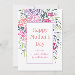 Festiva Tarjeta Floral de marco para el día de la madre