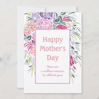 Festiva Tarjeta Floral de marco para el día de la madre