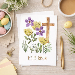 Festiva Tarjeta floral de Pascua Él ha resucitado