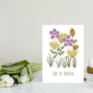 Festiva Tarjeta floral de Pascua Él ha resucitado