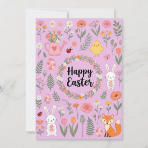 Festiva Tarjeta floral de Pascua feliz
