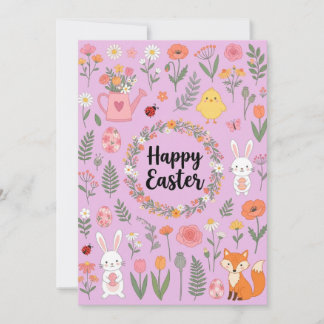 Festiva Tarjeta floral de Pascua feliz