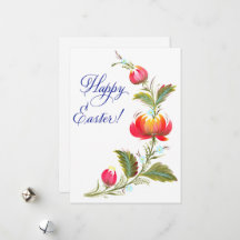 Tarjeta floral de Pascua pintada a mano