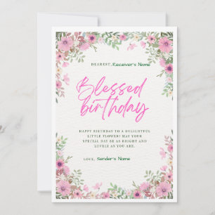 Festiva Tarjeta floral digital de Personalizado de cumplea