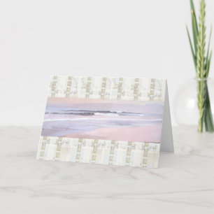 Festiva tarjeta floral doblada de olas suaves del océano d