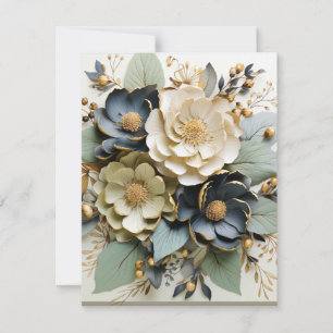 Festiva Tarjeta floral en blanco con sobre