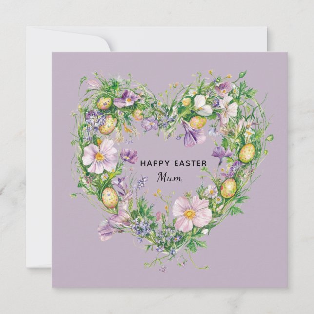 Festiva Tarjeta Floral Heart Easter para Mamá (Anverso)