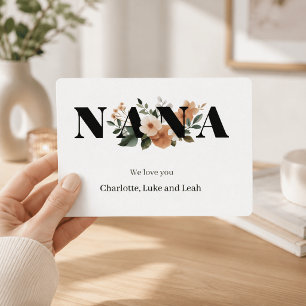 Festiva Tarjeta floral moderna personalizada para Nana