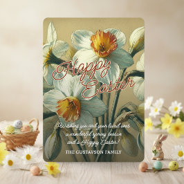 Festiva Tarjeta floral personalizada de Pascua con narciso