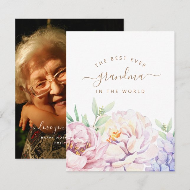 Festiva Tarjeta floral personalizada del día de la madre p (Anverso / Reverso)