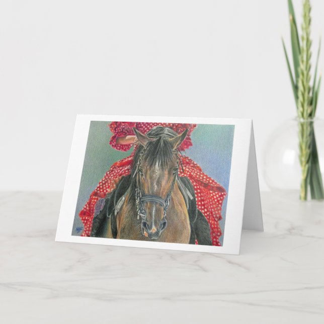 FESTIVA TARJETA FOLDEADA CON CABALLO Y RIDER (Anverso)