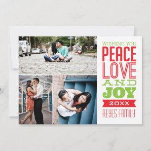 Festiva Tarjeta fotográfica 5x7 3 Photo Peace, Love & Joy