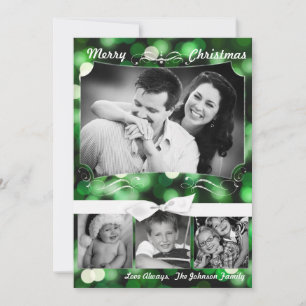 Festiva Tarjeta fotográfica 5x7 para Navidades XMAS Green