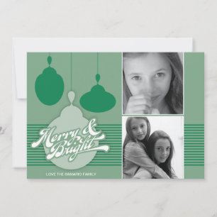 Festiva Tarjeta fotográfica Americana Green Ornament Holid