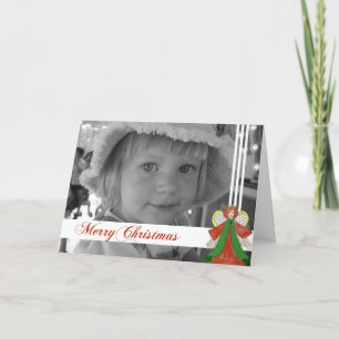 Festiva Tarjeta fotográfica Angel Personalizado Navidades