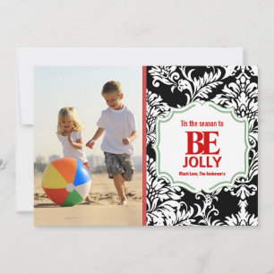 Festiva Tarjeta fotográfica Be Jolly Vintage Black Damask