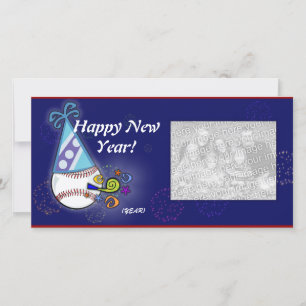 Festiva Tarjeta fotográfica - Béisbol de Año Nuevo